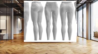 Women’s leggings mockup, isolated on a gray background. 3D realistic, sport, training COLOR [ WHITE  ] Wall mural